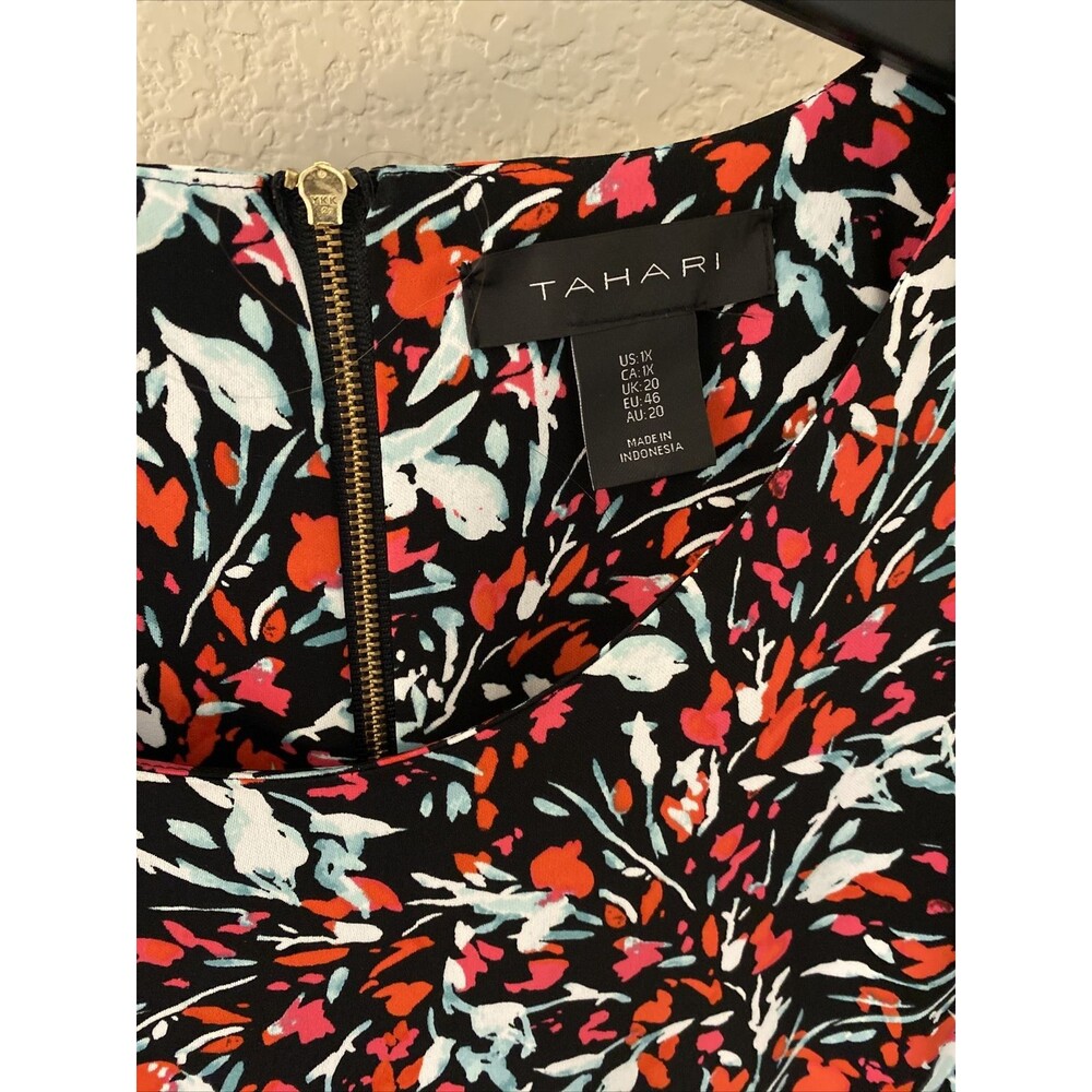 Tahari Floral Women's Dress XL Arms LOOK GOOD Party Summer
